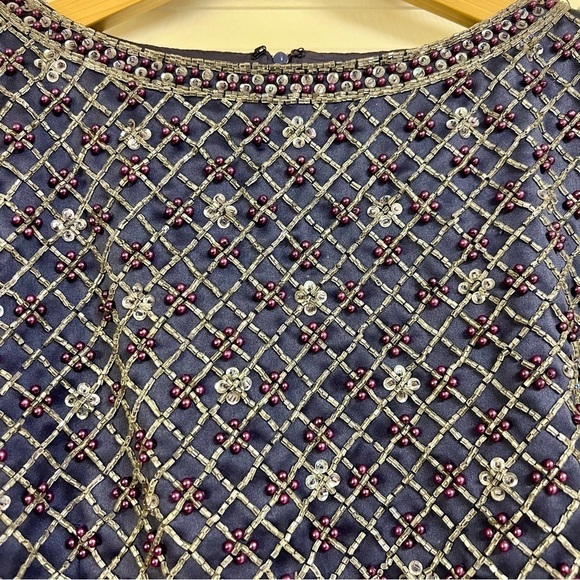 VIE by Victoria Royal 90s Vintage Beaded sequins Crop Top Blouse Victorian M - Picture 3 of 9